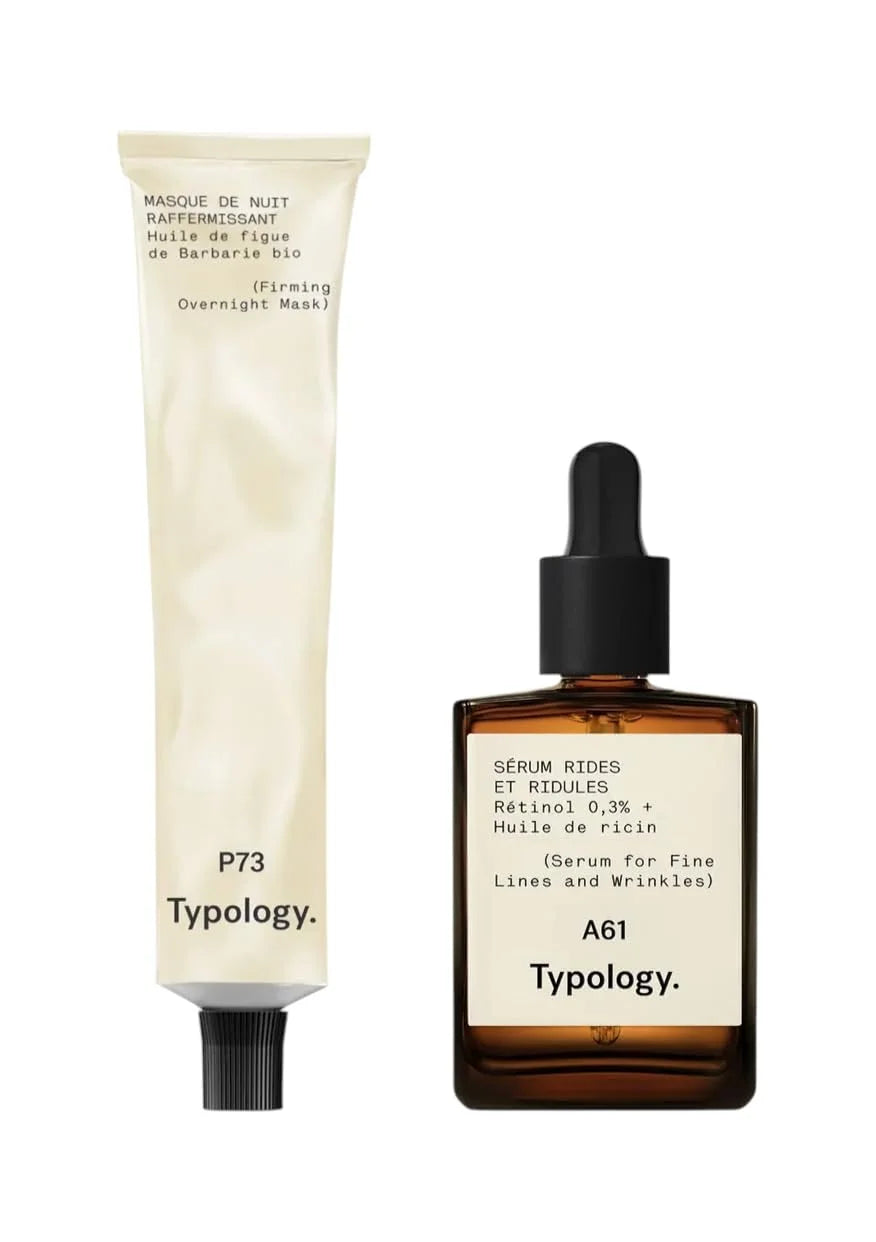 Typology Firming Night Duo, Anti-Aging Skincare Set with Retinol Serum and Overnight Mask